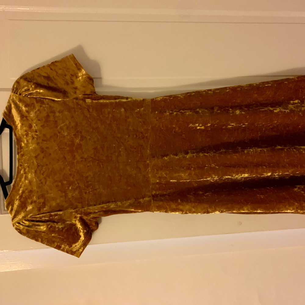 Gold crushed velvet Urban Outfitters dress